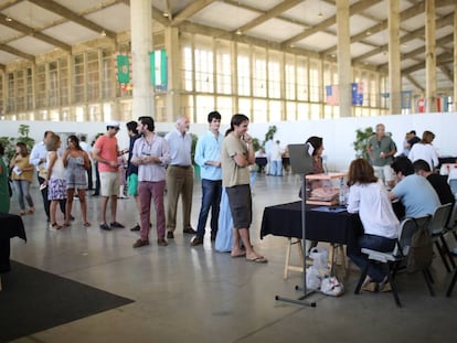 Un colegio electoral en Jerez de la Frontera, el 26-J.   