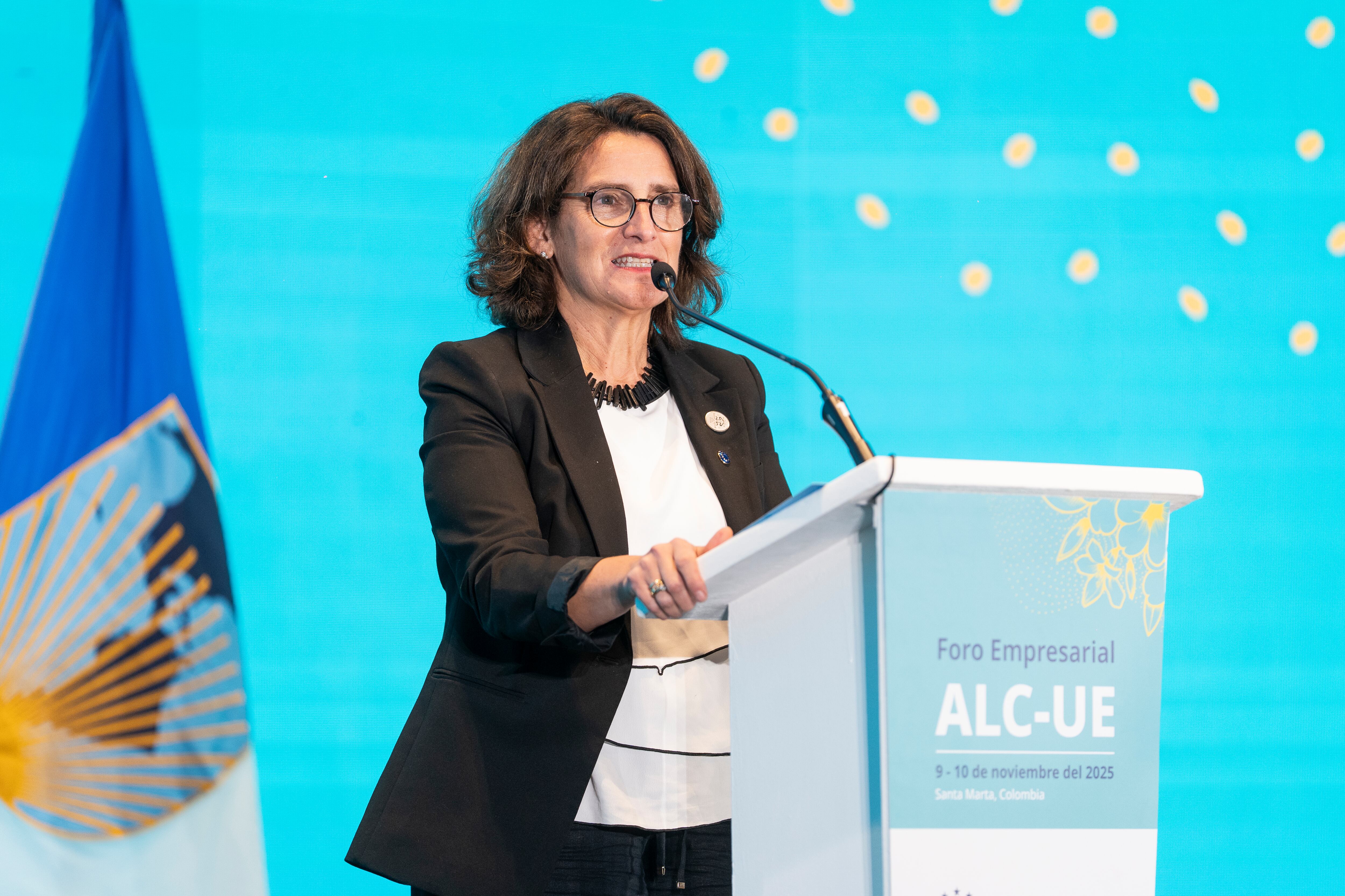 Teresa Ribera, durante el foro empresarial ALC - UE, este domingo.