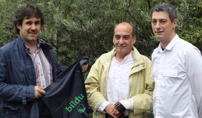 Los dirigentes de Bildu, Pello Urizar, Martín Garitano y Oscar Matute.