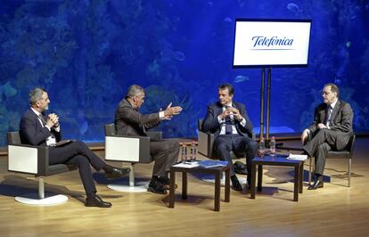 Jim&eacute;nez, Utor, Catal&aacute;n y Rivera, en el Foro Global Sur celebrado en Valencia.