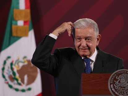 Andrés Manuel López Obrador, durante su conferencia matutina de este jueves, en Ciudad de México.