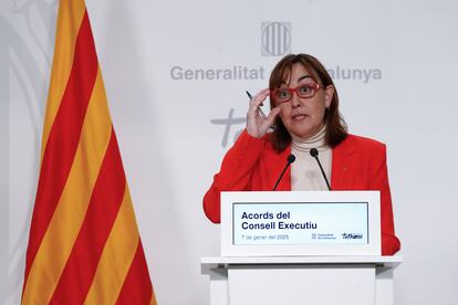 La portavoz del Govern, Sílvia Paneque, durante la rueda de prensa de este 7 de enero tras el Consell Executiu.