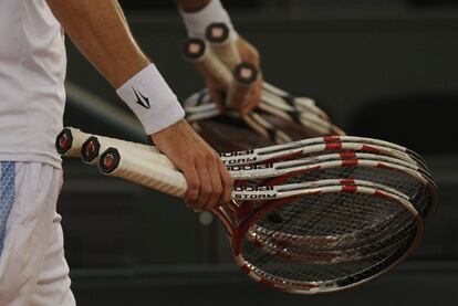 Ignacio Chela y Juan Martín del Potro salen de un entrenamiento.