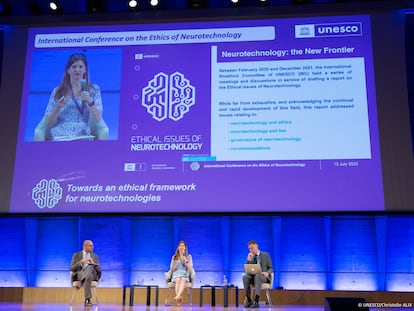 Uno de los momentos de la conferencia organizada por la UNESCO sobre los avances de la neurotecnología.