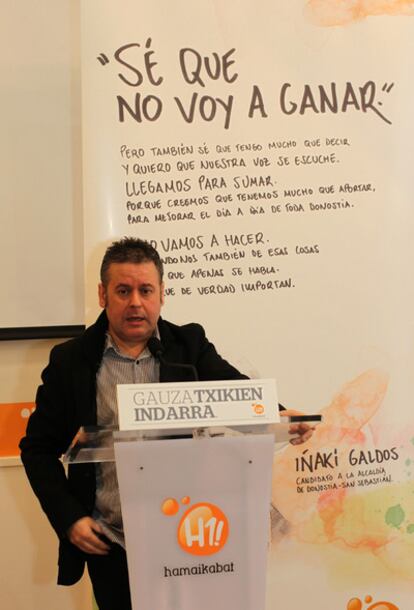 El presidente de Hamaikabat, Iñaki Galdos, se presenta como candidato a la alcaldía de San Sebastián.