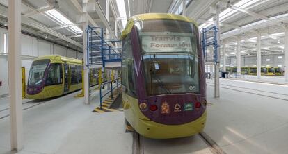 El tranvía de Jaén, paralizado desde hace dos años.
