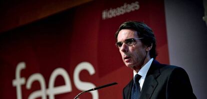 El expresidente José María Aznar, en un acto de la fundación FAES.