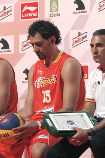 Jorge Garbajosa, durante la presentación de la selección española en Madrid.