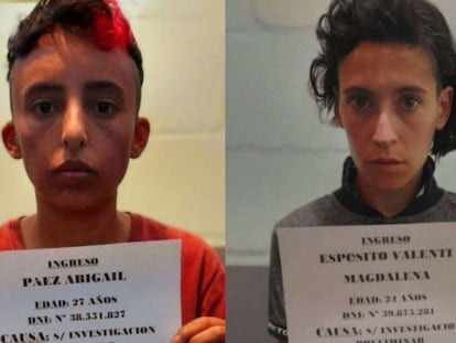 Abigail Paéz y Magdalena Espósito Valenti, tras su detención por el asesinato del niño Lucio Dupuy.