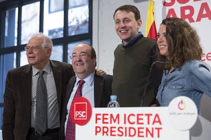 Acto de campa&ntilde;a del PSC hoy en Barcelona.