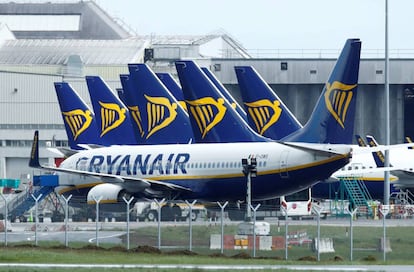 Aviones de Ryanair en el aeropuerto de Dublín el pasado 1 de mayo.