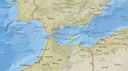 Map from the US Geographic Service showing the epicenter.