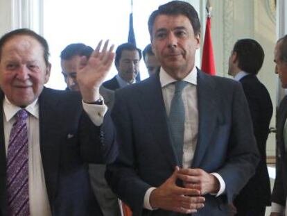 Visita a Madrid en octubre de los responsables del proyecto de Eurovegas, el magnate Sheldon Adelson y su esposa, con Ignacio González.
