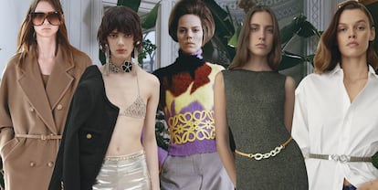 Cinturones de Max Mara, Saint Laurent, Loewe, Zara y Mango.