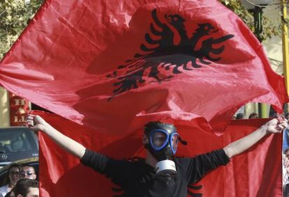 Protesta contra el Gobierno en Tirana.