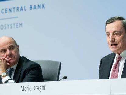 Mario Draghi, presidente  del BE, y Luis de Guindos, vicepresidente