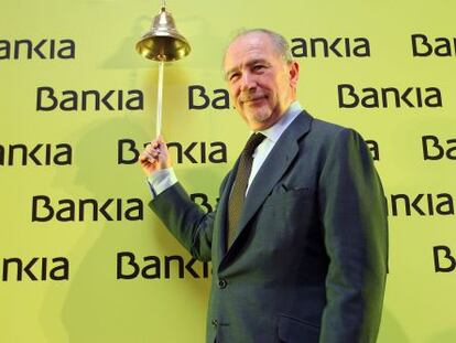 El expresidente de Bankia Rodrigo Rato el d&iacute;a de la salida a Bolsa de la entidad.