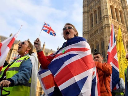 Manifestación en Westminster, Londres, a favor del Brexit. 