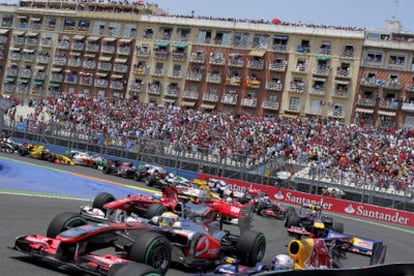 Salida de la carrera del Gran Premio de Europa, en Valencia.