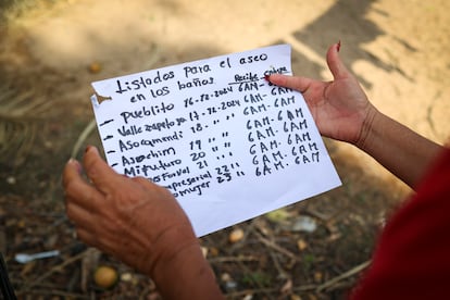 Narelcy Ramos sostiene un control de actividades de las ocho asociaciones de campesinos que participan del proceso en La Amrica, el 16 de diciembre de 2024.