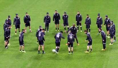 La selección italiana, durante un entrenamiento