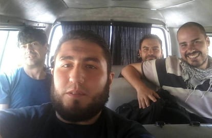 José Manuel López, Ángel Sastre y Antonio Pampliega, en una imagen de Facebook.