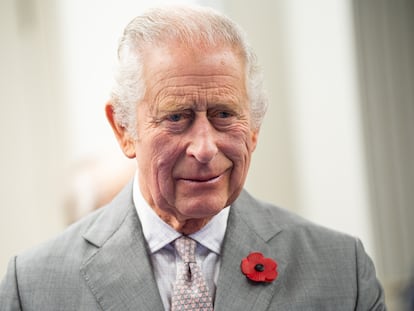 King Charles III meets refugees from Kindertransport during a visit to Central Synagogue in London to mark the 85th anniversary of Kristallnacht, Nov. 9, 2023