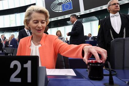 La presidenta de la Comisión Europea, Ursula Von der Leyen, durante el Debate del Estado de la Unión.