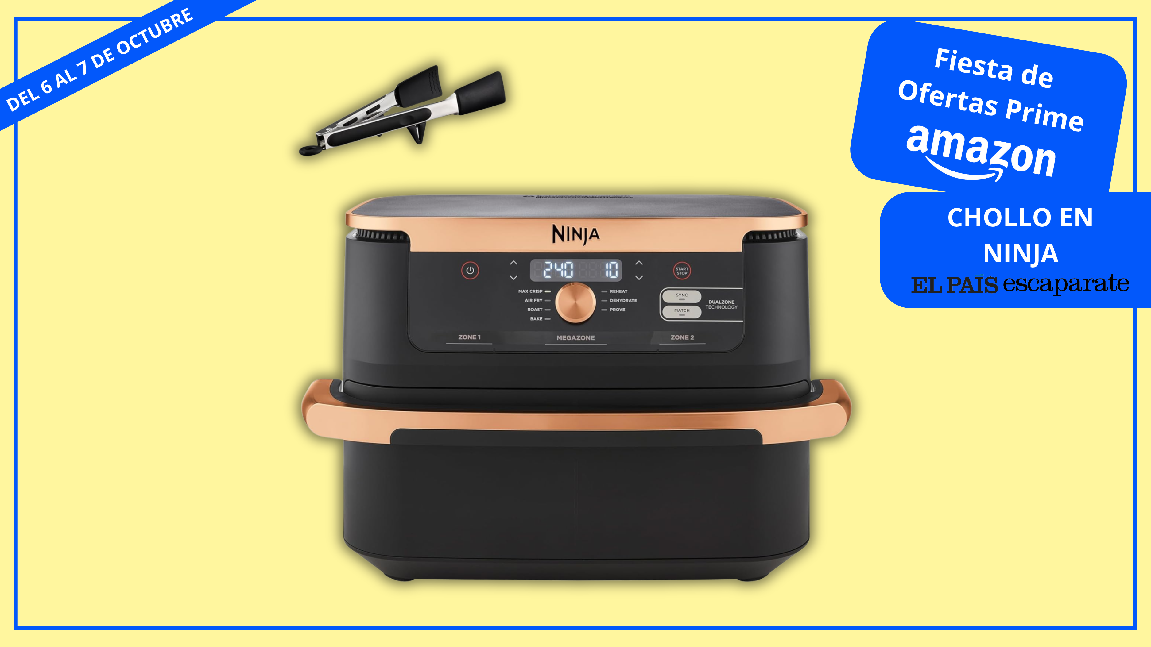 This Ninja air fryer sinks its price to the historical minimum for the Prime Offer Party: 43% less