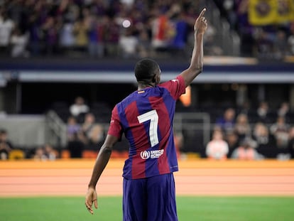 Dembélé, tras marcar al Madrid en Dallas.