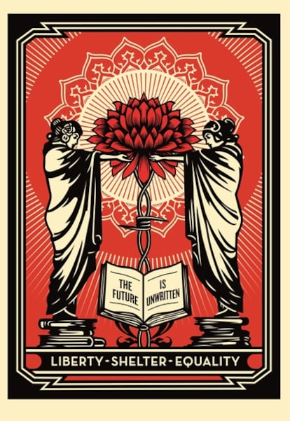 El cartel de Shepard Fairey subastado por la Fundación Robert Rauschenberg.