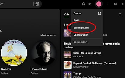 Sesión Privada de Spotify en un ordenador