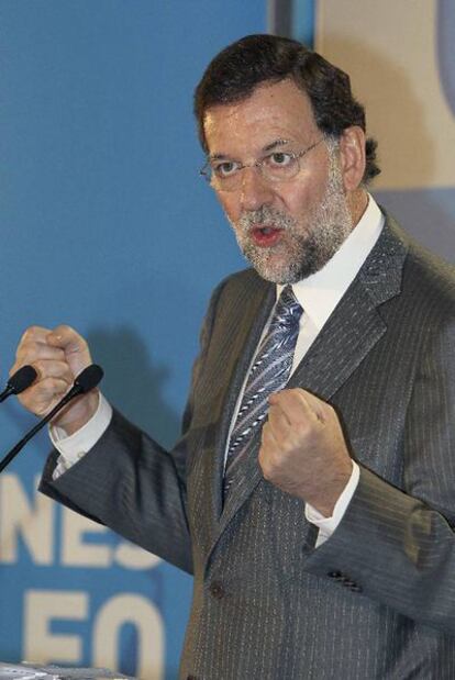 El líder del PP, Mariano Rajoy, durante su intervención en Ciudad Real.
