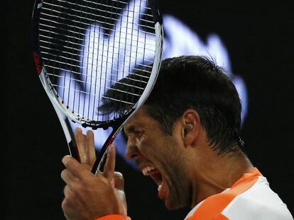 Verdasco, durante el partido contra Djokovic.