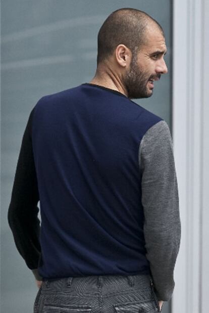 Pep Guardiola, tras la rueda de prensa de ayer.