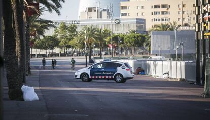 Polic&iacute;a en el Passeig de Joan de Borb&oacute; este viernes a primera hora.