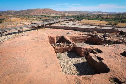 Restos del foro romano, en el yacimiento de Tiermes (Soria).