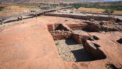 Restos del foro romano, en el yacimiento de Tiermes (Soria).