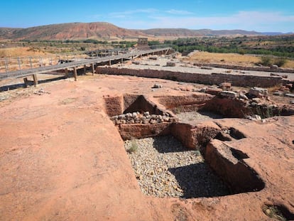 Restos del foro romano, en el yacimiento de Tiermes (Soria).