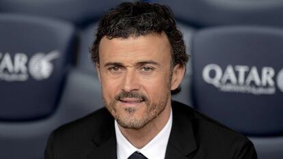 Luis Enrique, durante su presentaci&oacute;n como t&eacute;cnico del Barcelona.