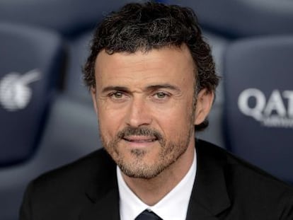 Luis Enrique, durante su presentaci&oacute;n como t&eacute;cnico del Barcelona.