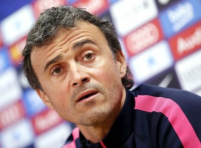 Luis Enrique, durante la rueda de prensa previa al partido en Anoeta.