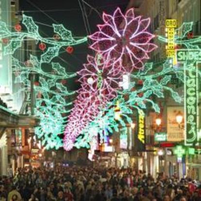 La madrileña calle Preciados en Navidad