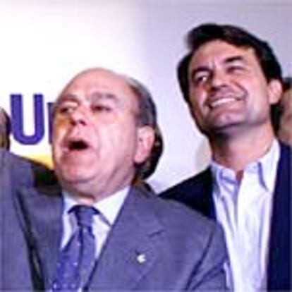 Jordi Pujol anoche en la sede de su partido