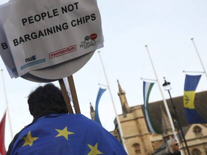 Protestas en Londres a favor de que el Parlamento brit&aacute;nico modifique el proyecto del Brexit.