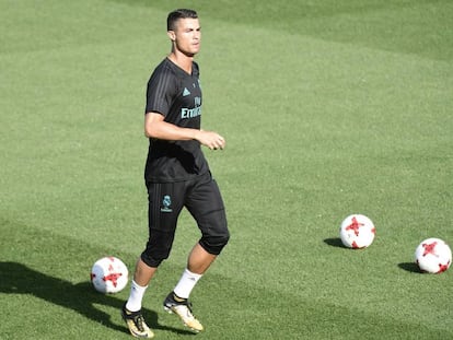 Cristiano Ronaldo durante un entrenamiento.