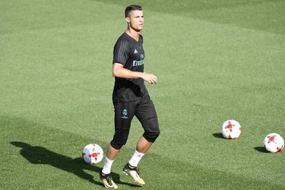 Cristiano Ronaldo durante un entrenamiento.
