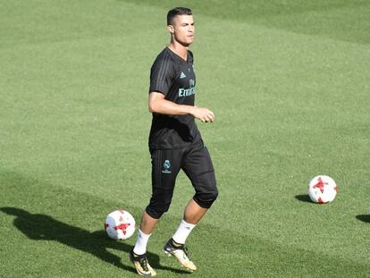 Cristiano Ronaldo durante un entrenamiento.