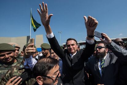 El candidato ultraderechista Jair Bolsonaro, durante la campaña electoral en Brasil.