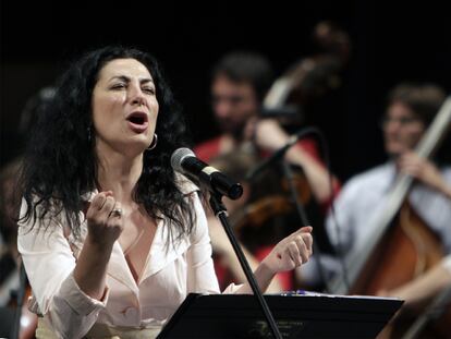 Pilar Jurado, durante el ensayo de ayer en Almería.